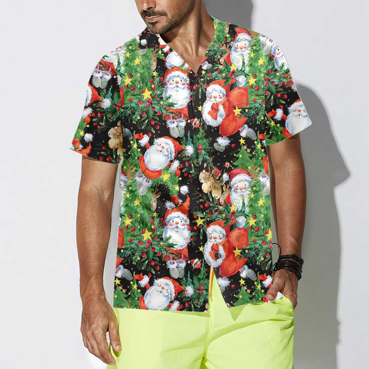 Lune London | Santa watercolor print Hawaiian shirt, fun Christmas shirt, Christmas gift