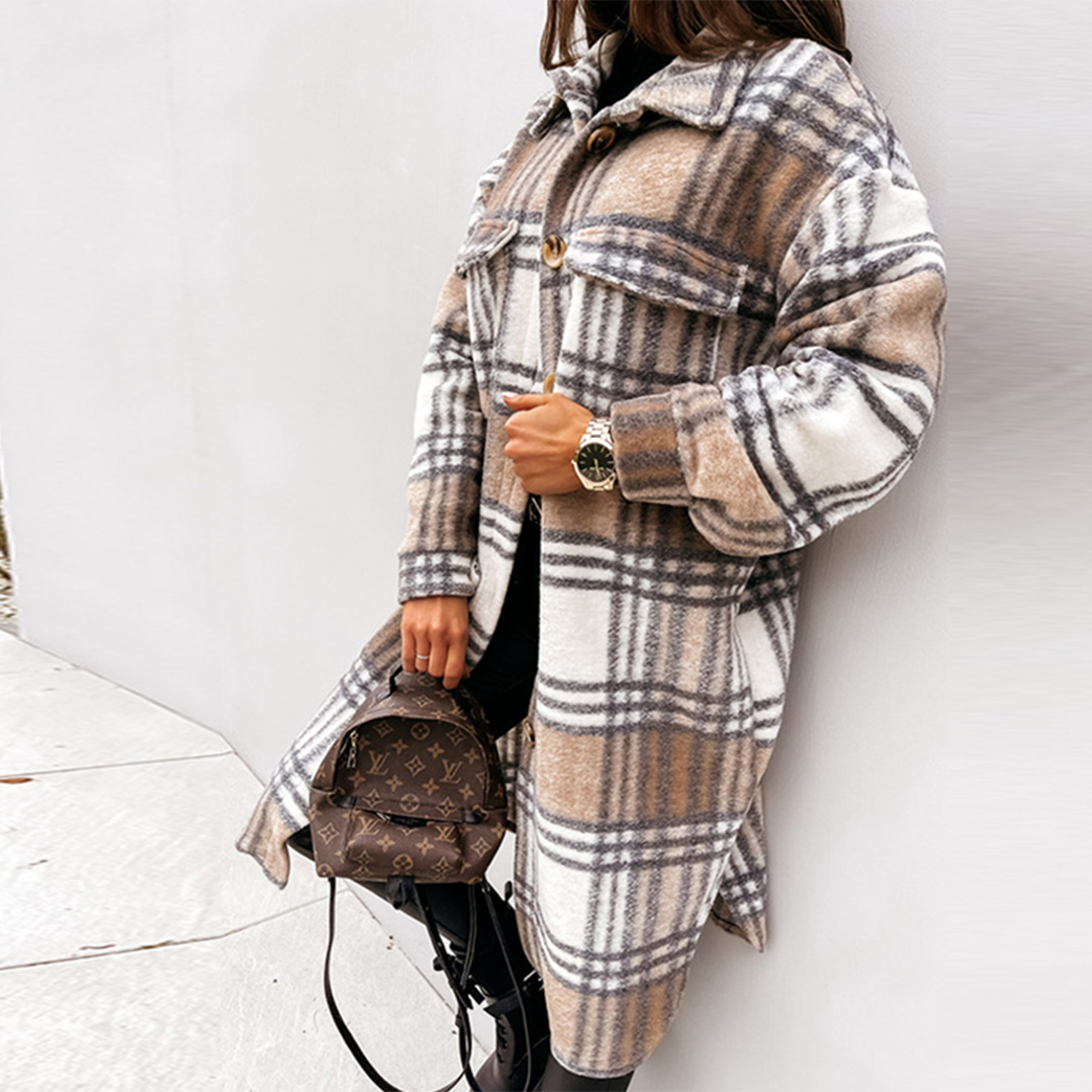 Amarae - Long plaid coat for women new collection autumn 2023