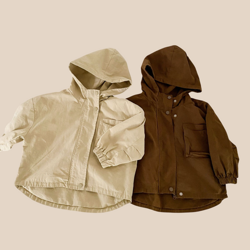 Amarae | Parka for Kids – Beige/Brown Breathable Cotton, Suitable for Boys and Girls