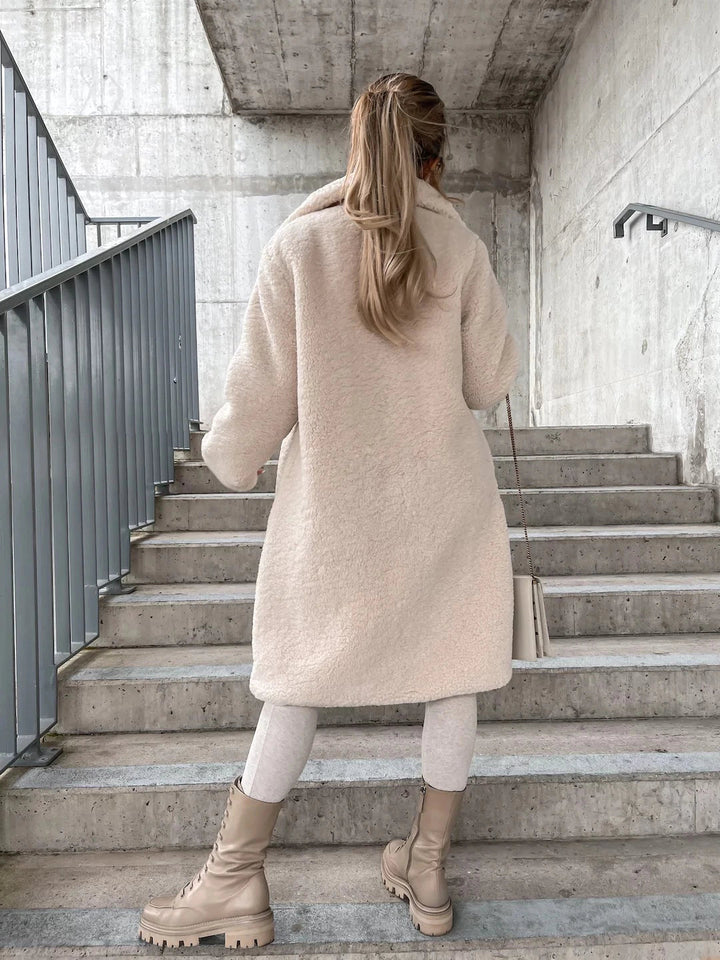 Lune London | Longer Coat - Soft Teddy Fleece - Hood & Button Closure - Loose Fit