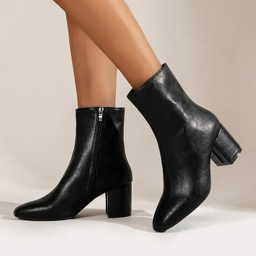 Amarae | Ankle Boots Elegant Fit Pointed Toe Sturdy Heel Zipper