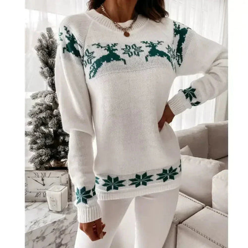 Amarae | Women's sweater with reindeer - Women's warm knitted sweater