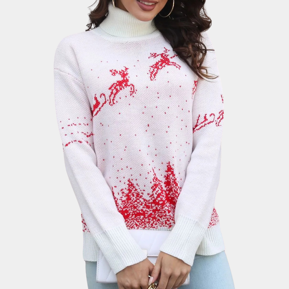 Lune London | Women's Christmas Sweater - Knitted sweater with reindeer print
