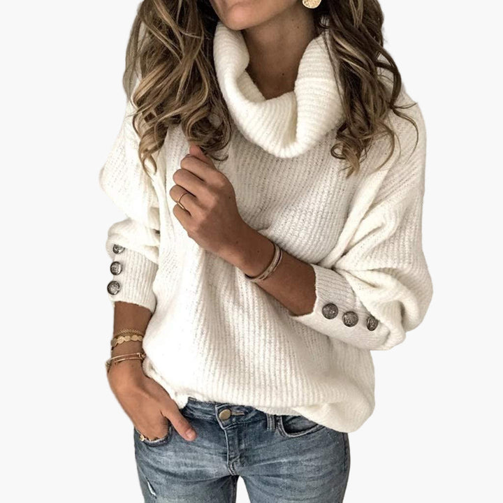 Lune London | Turtleneck sweater with button details - Trendy casual knit sweater
