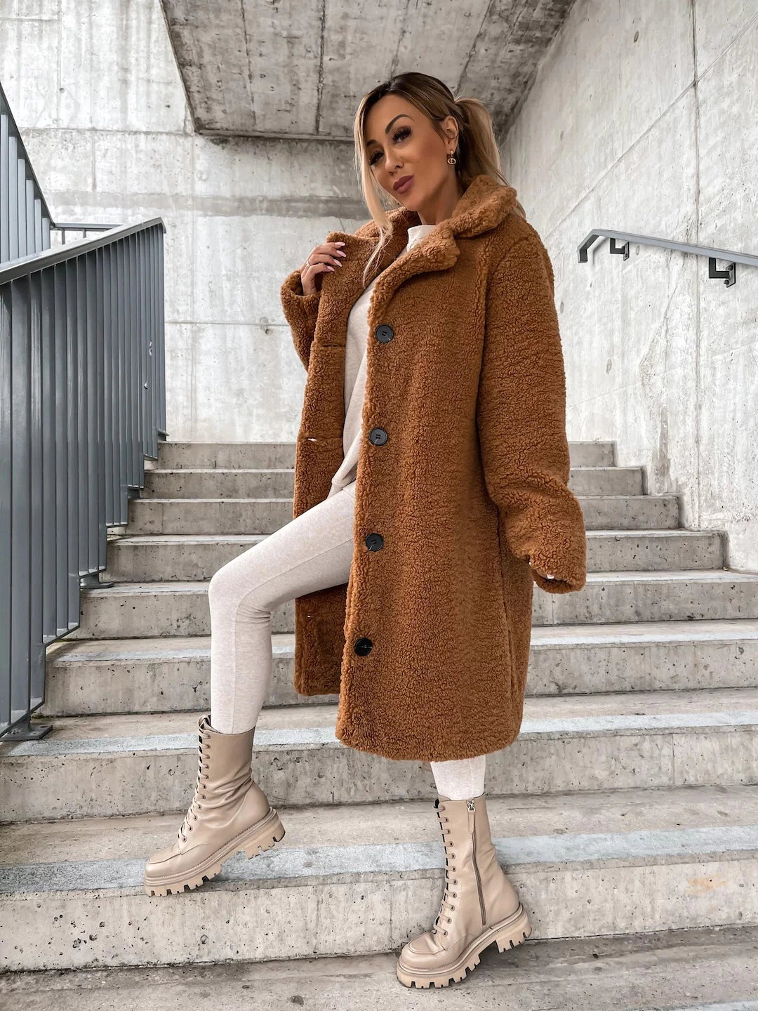 FrostGlamour: - Long winter coat in fine wool with buttons