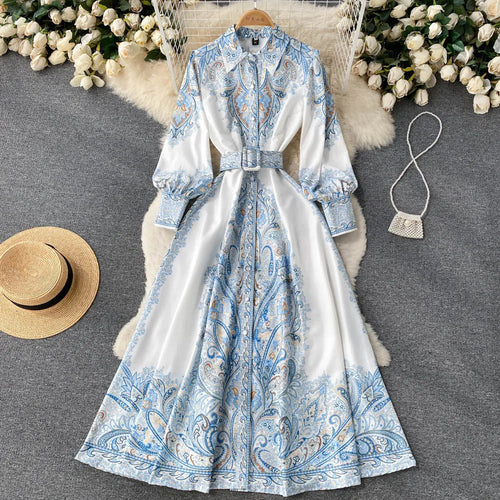 Amarae | A-Line Dress with Belt and Floral Pattern