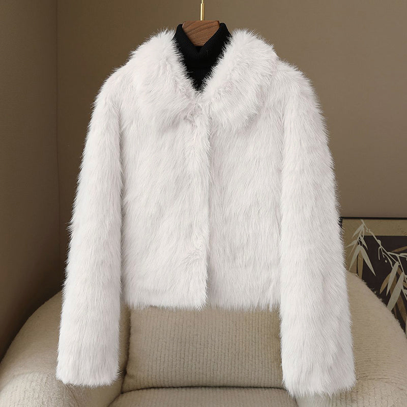 Amarae | Short-cut jacket - Short jacket with fur trim and button closure