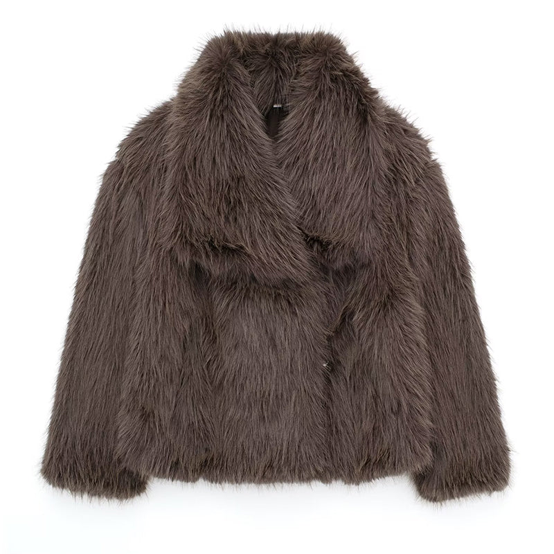 Amarae | Faux Fur Trim Relaxed Fit Coat - Oversized Collar Hip-Length Coat