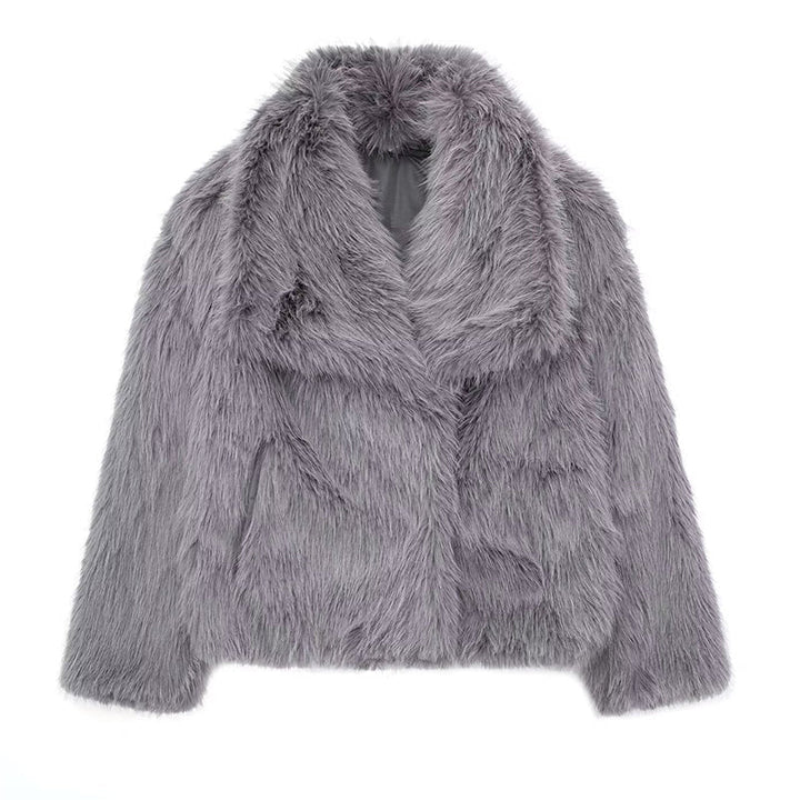 Amarae | Faux Fur Trim Relaxed Fit Coat - Oversized Collar Hip-Length Coat