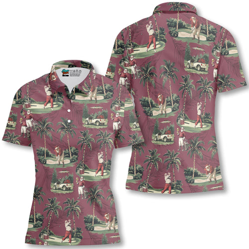 Amarae | Women Bordeaux Santa Golf Play Golf Polo Christmas Shirts