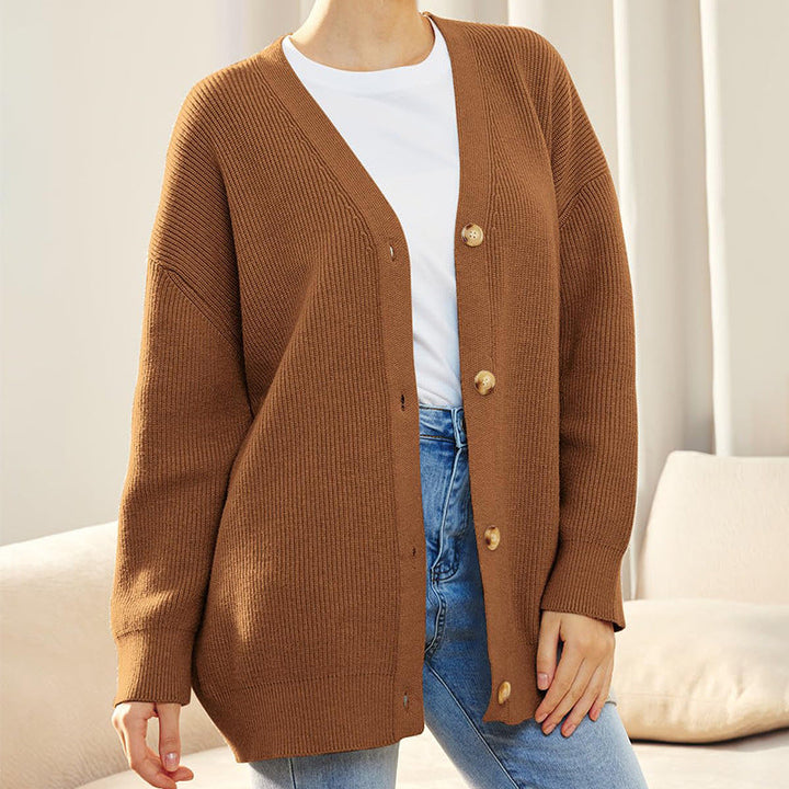 Lune London | Women's Button Detail Cardigan - V-Neck Casual Design