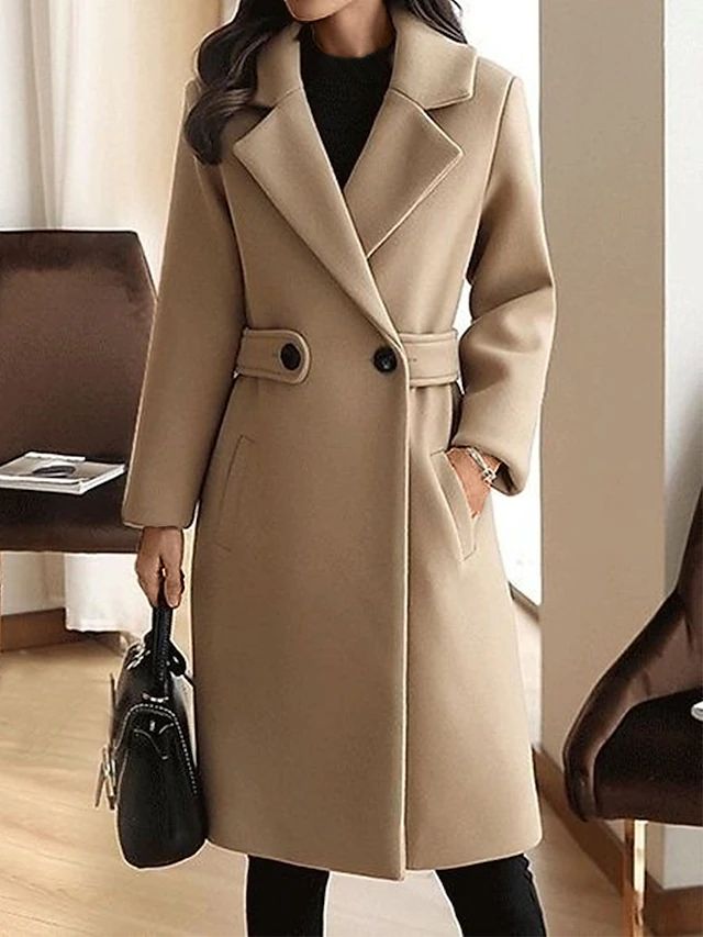 Amarae | Wool coat Women, Belt design - Long length