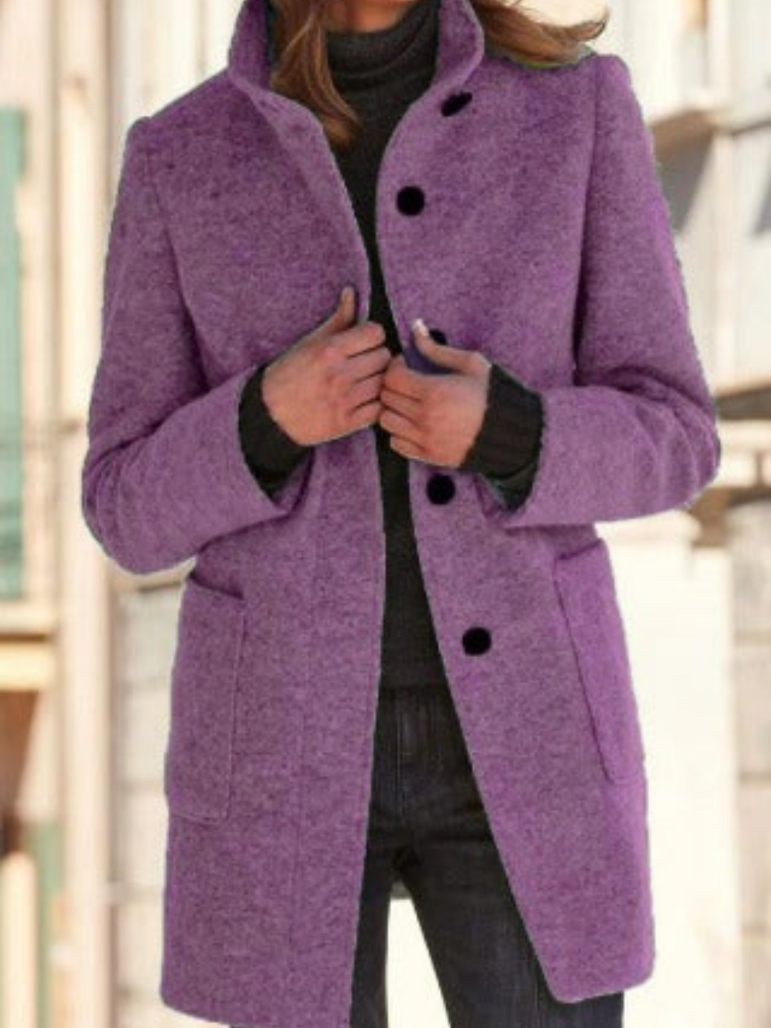 Lune London | Wool coat for women - Elegant fit, button closure