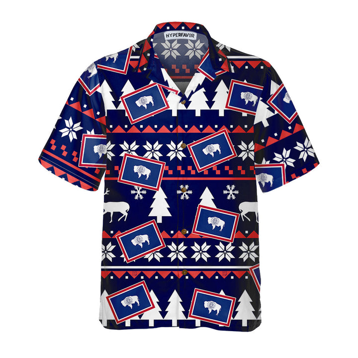 Lune London | Wyoming Ugly Christmas Hawaiian Shirt, Wyoming State Christmas Shirt for Men