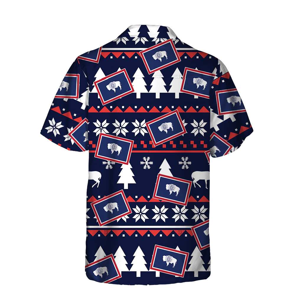 Lune London | Wyoming Ugly Christmas Hawaiian Shirt, Wyoming State Christmas Shirt for Men