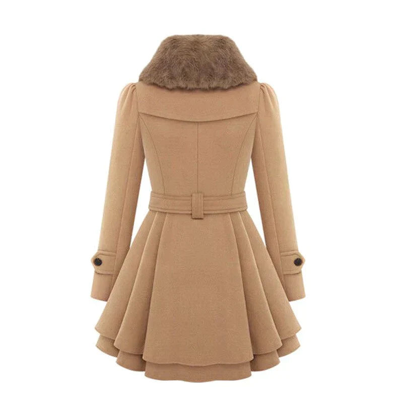 Lune London | Women's trench coat with vegan fur and belt