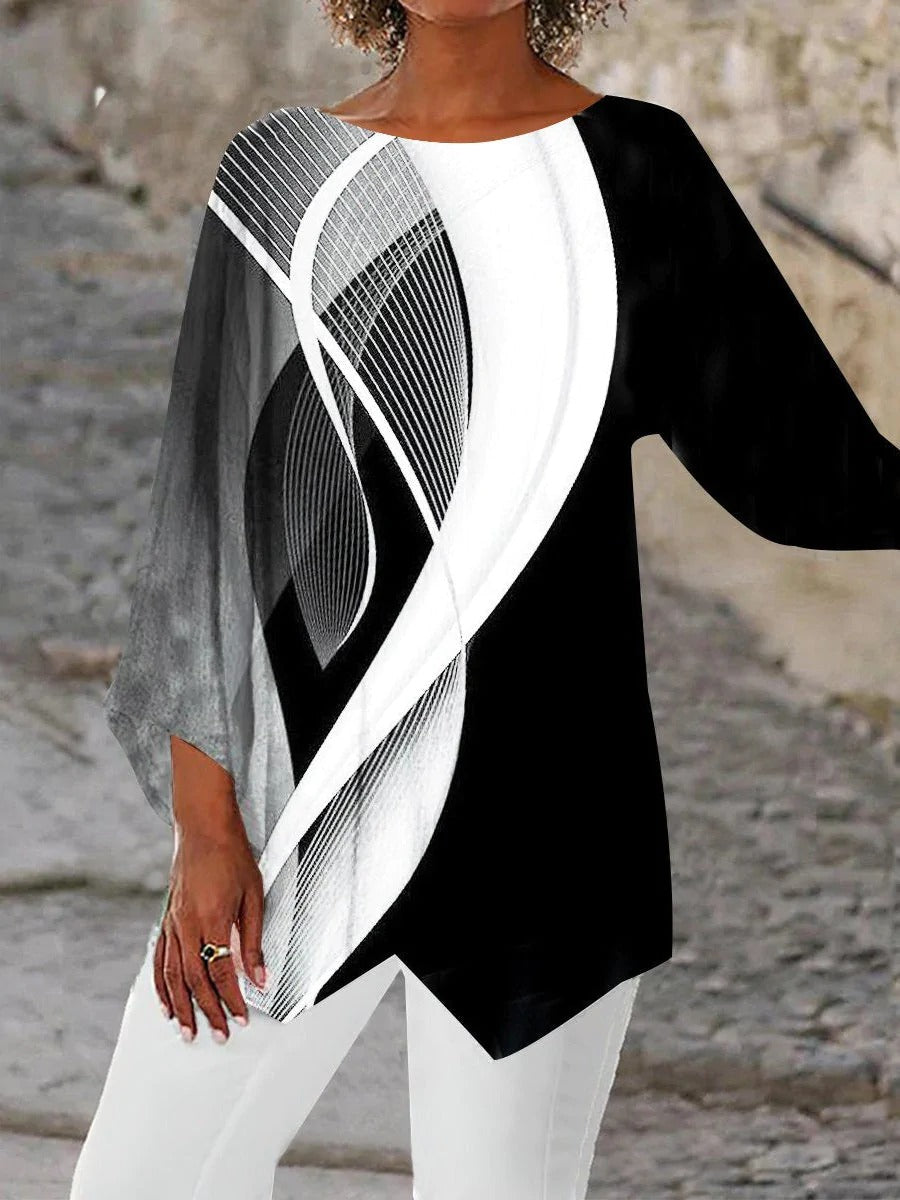 Amarae | Modern Geometric Tunic with Long Sleeves