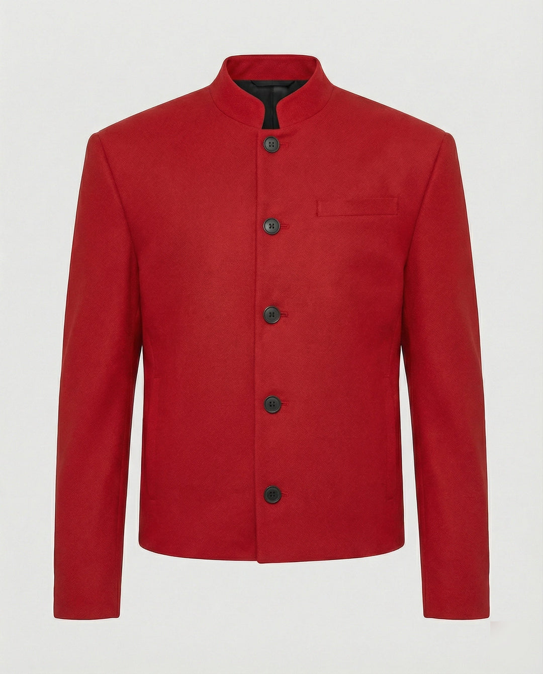 Men's Jacket New Chinese Style Stand Collar Black Wool Short