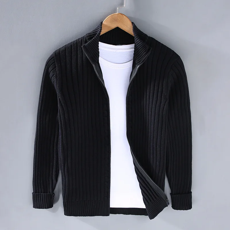 Lune London | Zipper Cardigan for Men - Full Zipper, Ribbed Cuffs