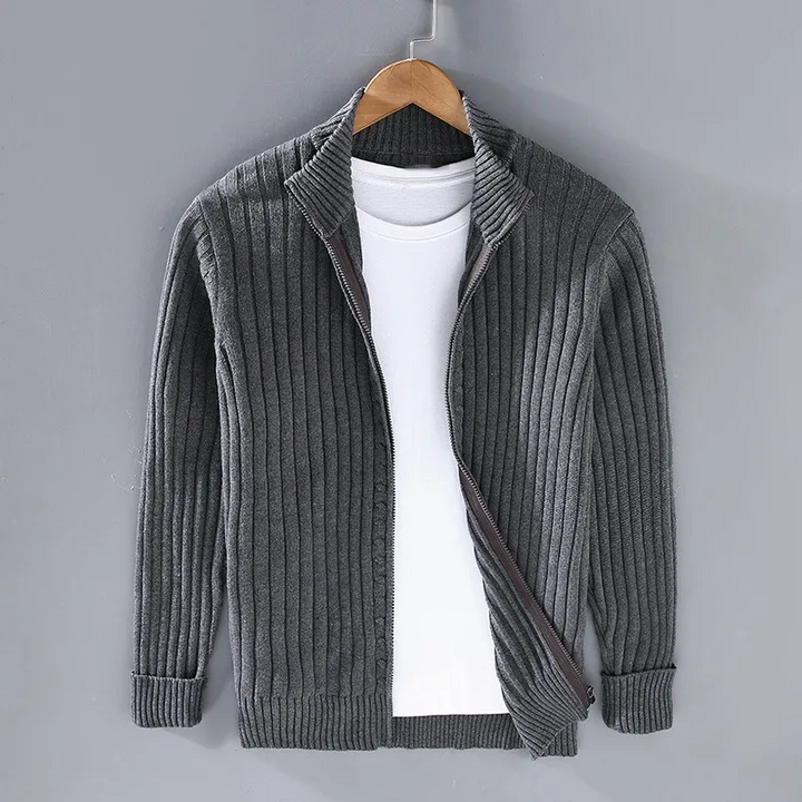 Lune London | Zipper Cardigan for Men - Full Zipper, Ribbed Cuffs