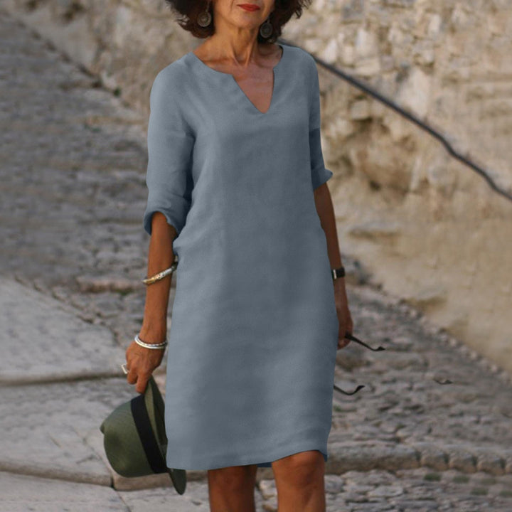 Lune London | Loose Fit Half Sleeve Short Dress Linen Dress