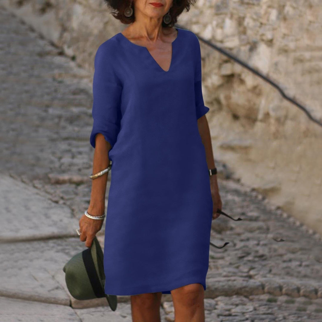 Lune London | Loose Fit Half Sleeve Short Dress Linen Dress