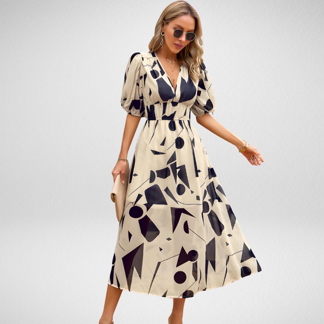 Lune London | Classic Midi-Length V-Neck Dress