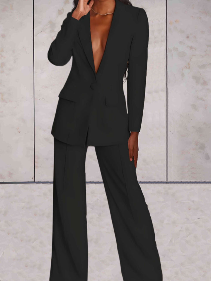 Lune London | Women's suit 2 pieces - Elegant blazer and wide leg pants