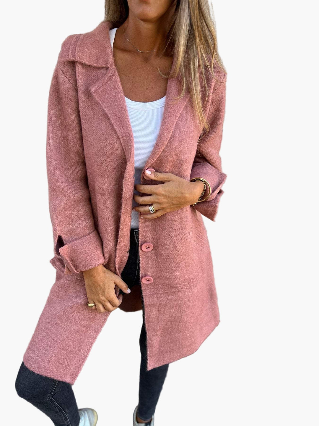 Amarae | Elegant Lapel Coat - Long trench coat for daily wear and the office