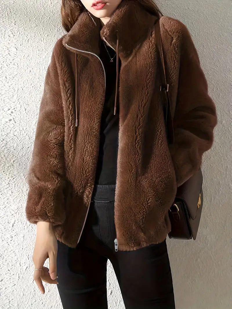 Lune London | Jacket - Oversized Fit - Soft Fleece - High Collar with Zipper - Casual Look