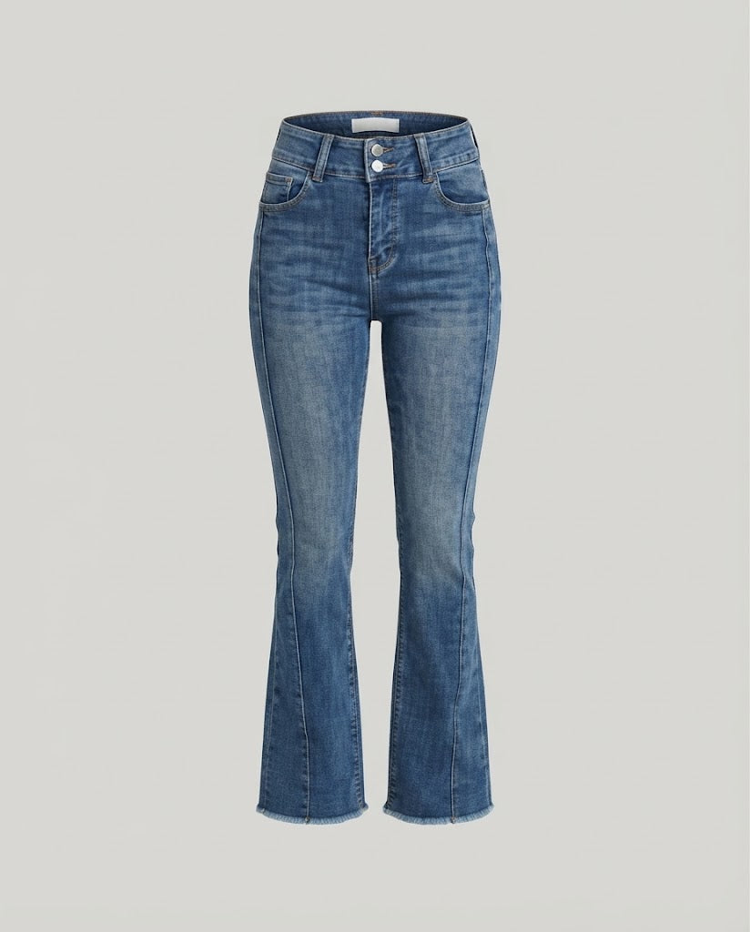 Women High-Waist Bootcut Jeans with emphasized side seam and vintage-inspired wash Amarae