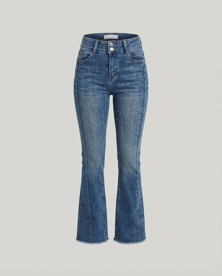 Women High-Waist Bootcut Jeans with emphasized side seam and vintage-inspired wash Amarae