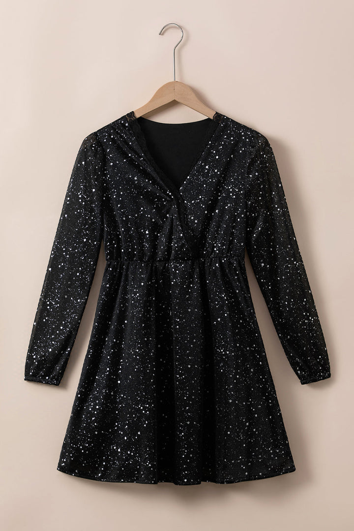 Lune London | Elegant black sparkling dress with mesh screening