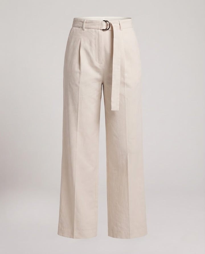 Women High-waisted wide Chino pants with pleats and fabric belt Amarae