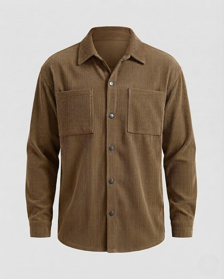 Men's cord overshirt with snap buttons, oversized fit and chest pockets Amarae