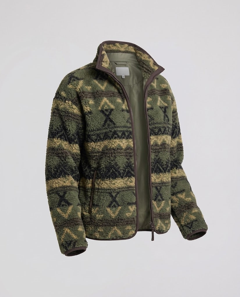 Women's Patterned Teddy Fleece Jacket with Hood and Zipper Amarae