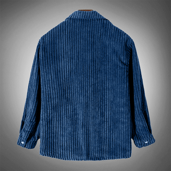 Amarae | Stylish Dark Blue Casual Corduroy Autumn Overshirt for Men
