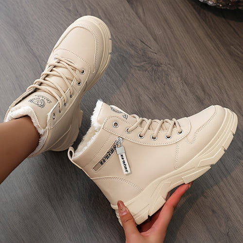 Amarae | Women's Winter Ankle Boot with Warm Fleece Lining & Zipper Detail Plus Sizes