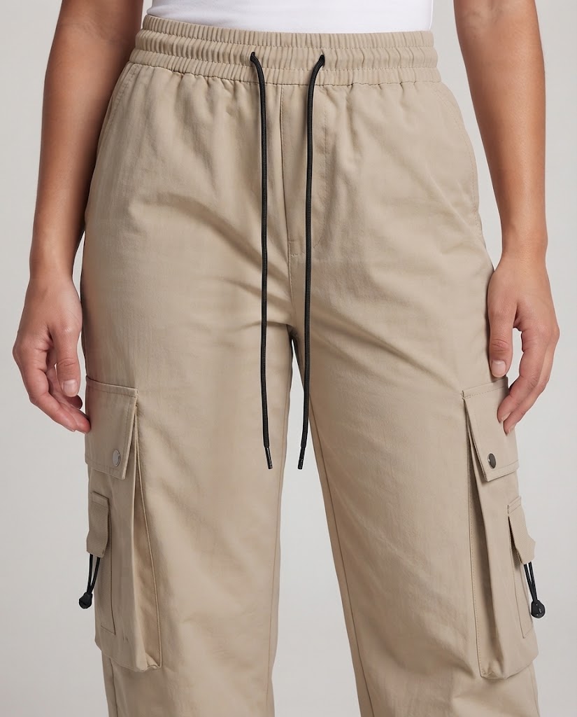 Women's Trendy Cargo Pants with Elastic Cuffs and Pockets Amarae
