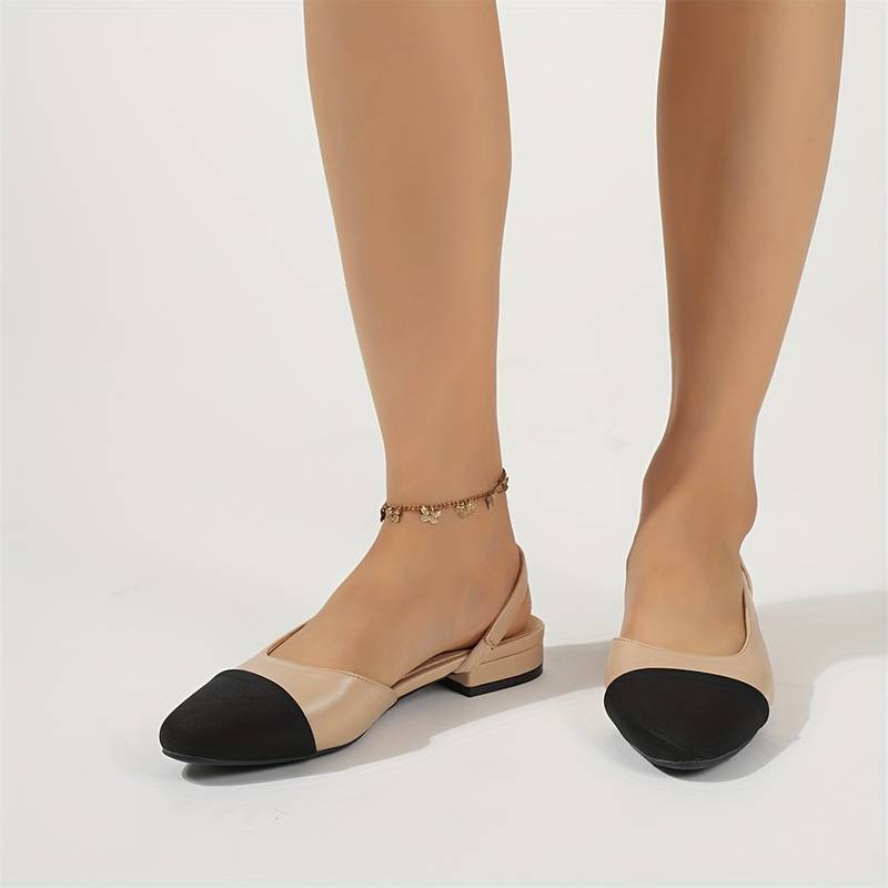 Lune London | Slingback Ballerinas in Beige & Black Classic Chic
