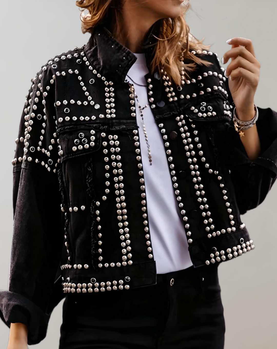 Amarae | Casual denim jacket with studs - Durable and stylish for everyday use