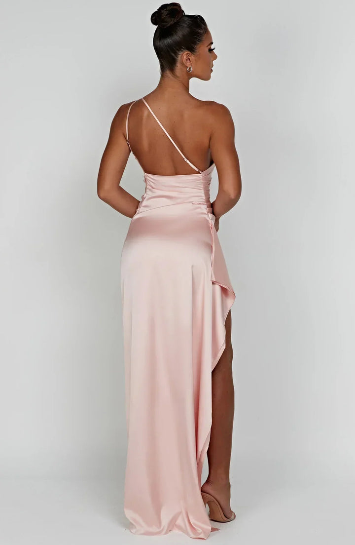 Lune London | one-shoulder satin split dress