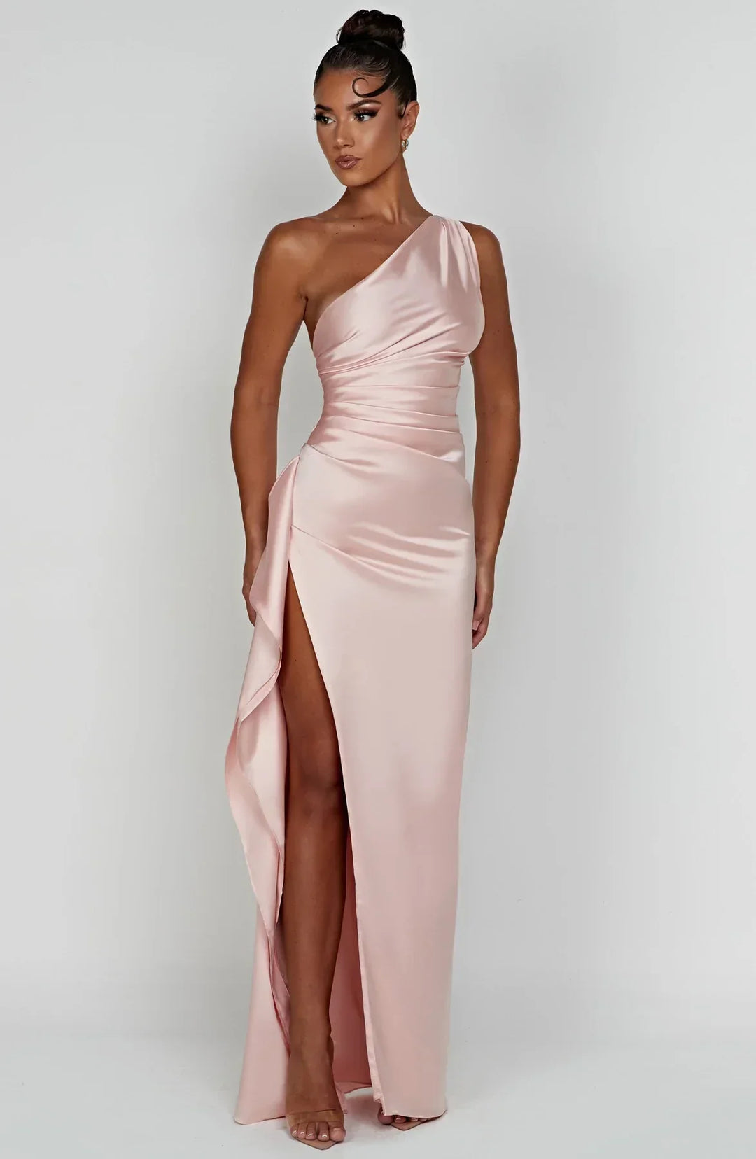 Lune London | one-shoulder satin split dress