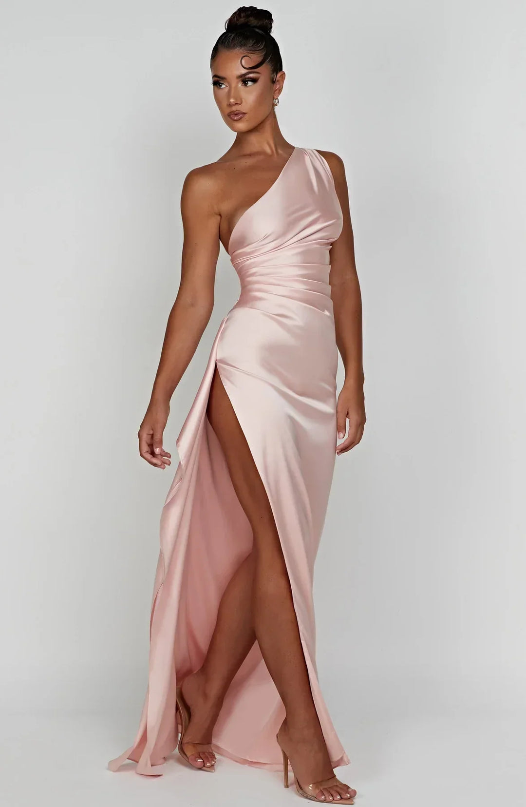 Lune London | one-shoulder satin split dress