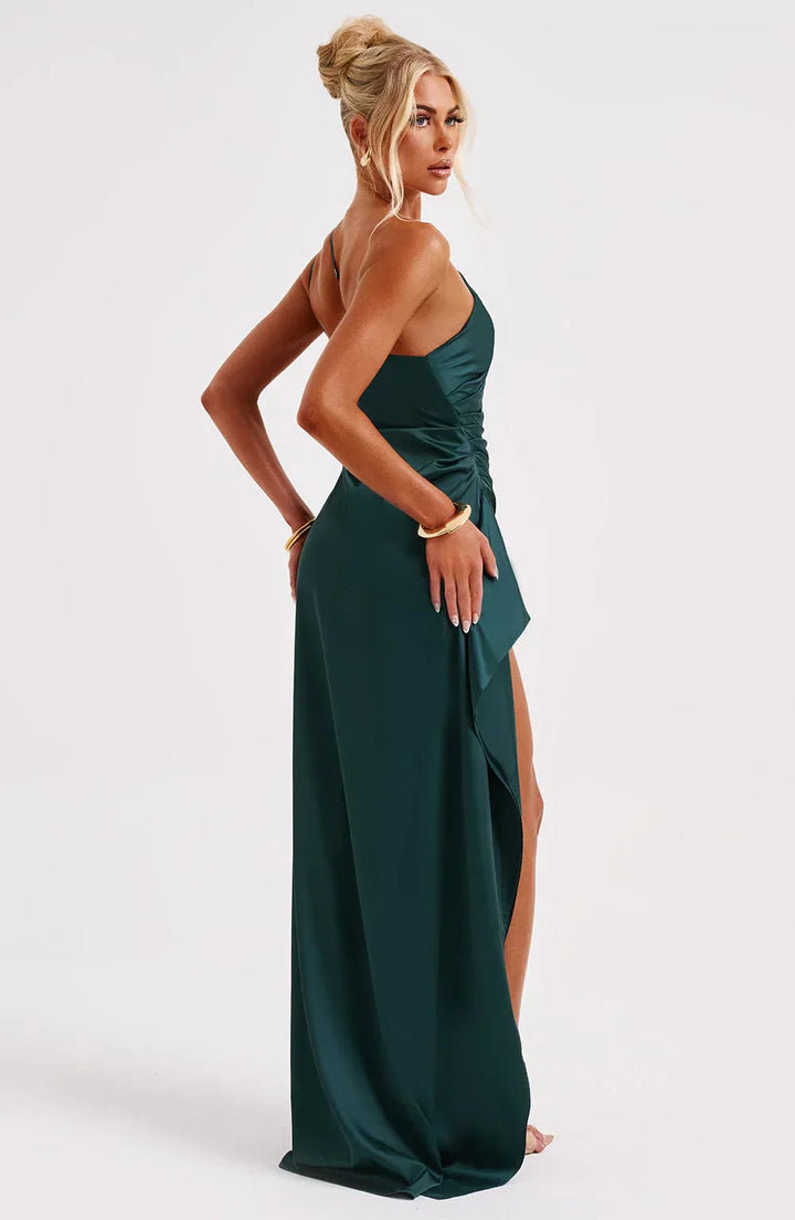 Lune London | one-shoulder satin split dress