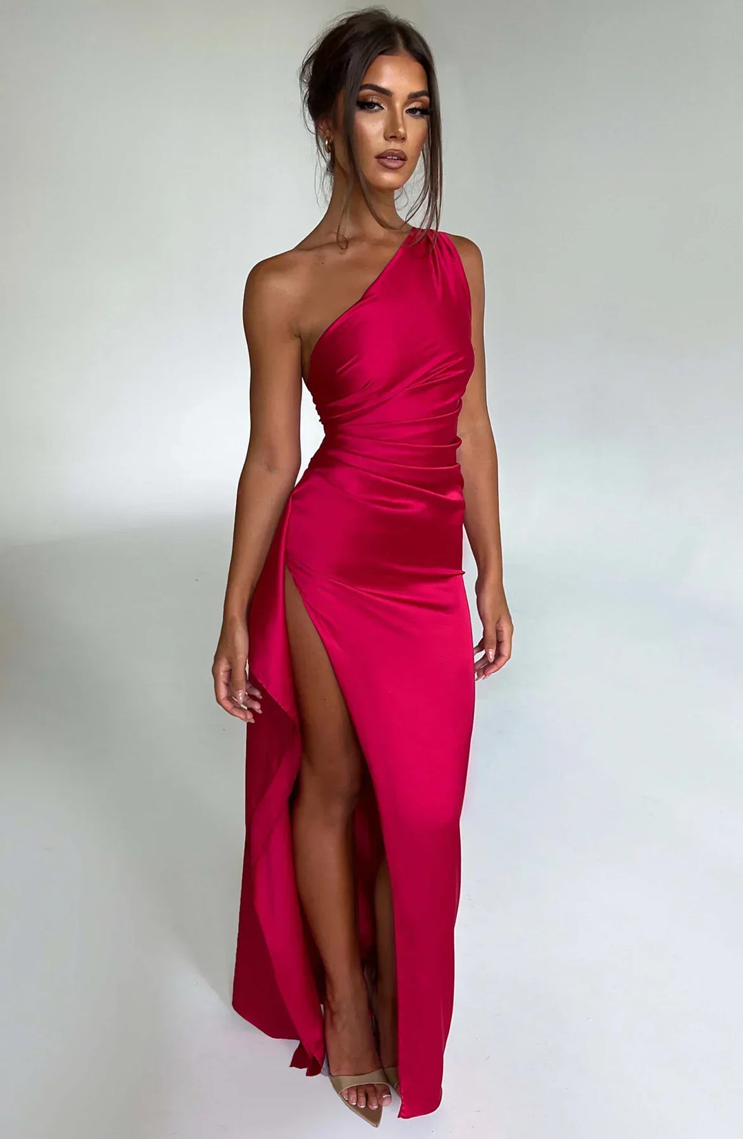Lune London | one-shoulder satin split dress