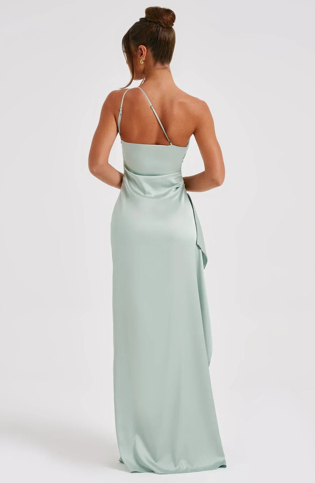 Lune London | one-shoulder satin split dress