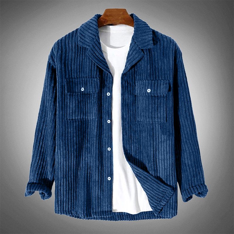 Amarae | Stylish Dark Blue Casual Corduroy Autumn Overshirt for Men