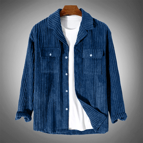 Amarae | Stylish Dark Blue Casual Corduroy Autumn Overshirt for Men