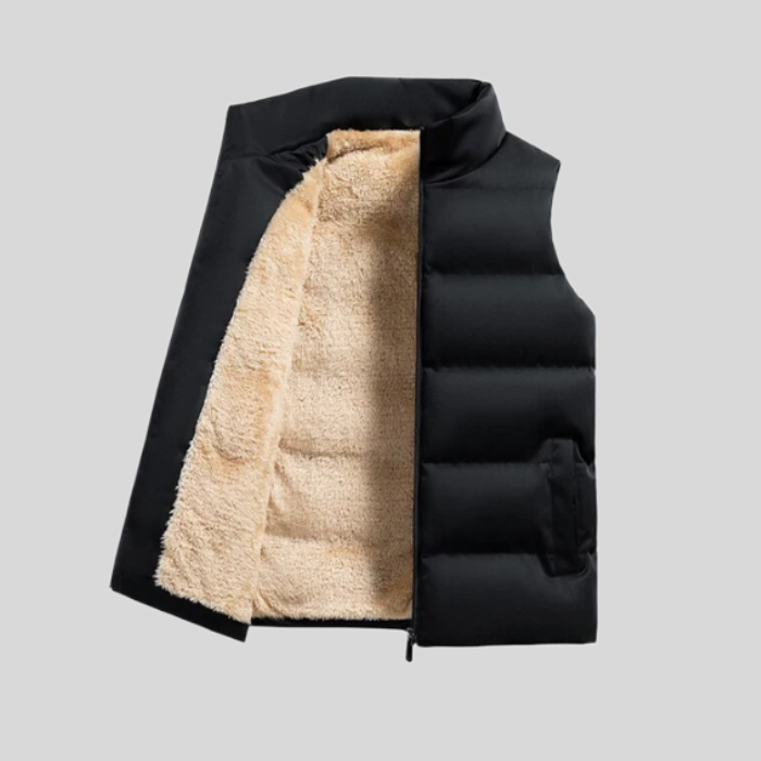 Lune London | Sleeveless Down Jacket with Zipper and Faux Fur Lining